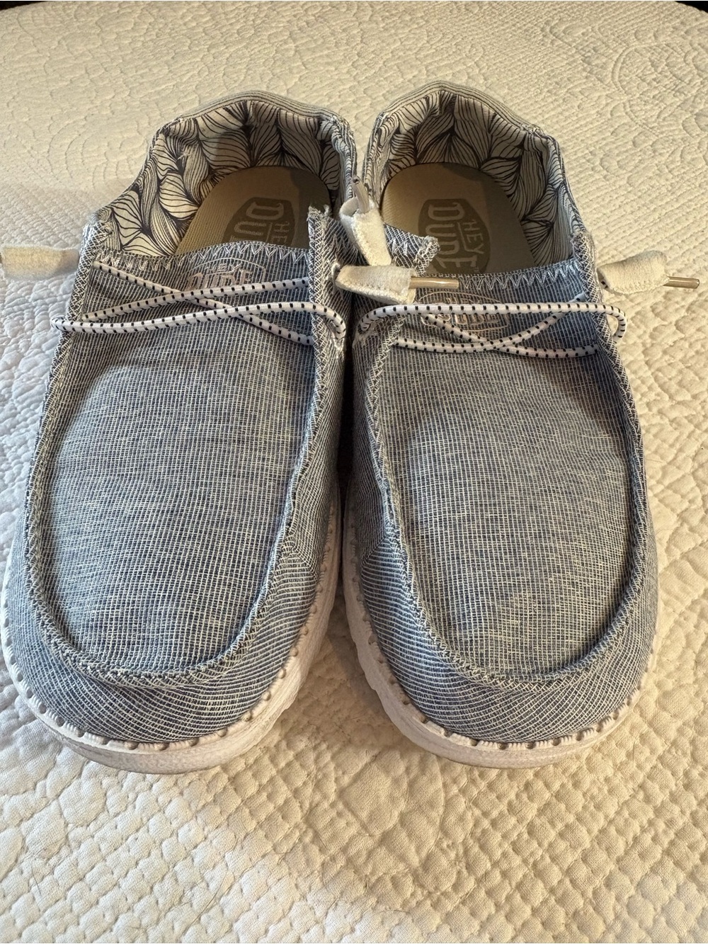 Hey Dude Lightweight Canvas Slip-On Shoes in Light Denim Blue stripe
